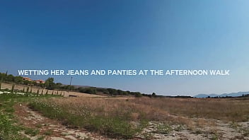 Talia wetting her jeans and panties on a afternoon walk