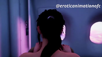 Animação 3d erótica – cena quente no banheiro do avião ️