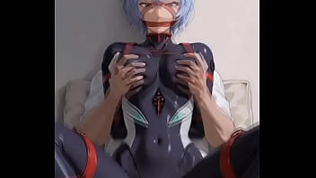 Rei ayanami in black suit in vulnerable position