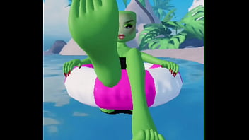 Roblox girl rubbing her feet on you