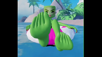 Roblox girl rubbing her feet on you
