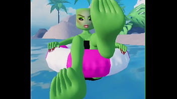 Roblox girl rubbing her feet on you
