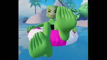 Roblox girl rubbing her feet on you