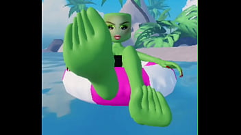 Roblox girl rubbing her feet on you