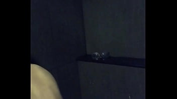 Asian slut wife masturbation with dildo and vibrator in gym's shower