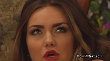 Naughty big boobs lesbian slave kissing and fingering with mistress