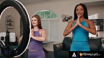 Ebony milf fucks hot babe after training