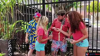 Big dick dean cums twice in hot threesome with big booty sex machines