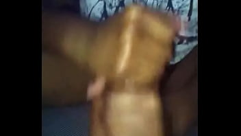 Ebony teen playing with a bbc