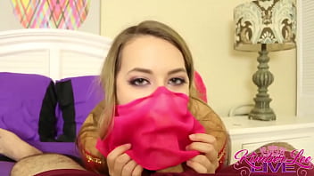 Kimber lee jerks & blows sam's cock to get his load on her face