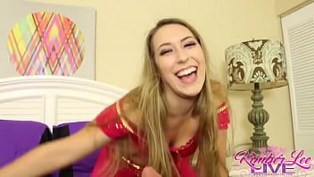 Kimber lee jerks & blows sam's cock to get his load on her face