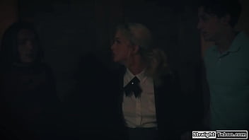 Teen lexi lore got invited by her classmate and his stepbro to have group study only then she finds out that they just want to fuck her both sides