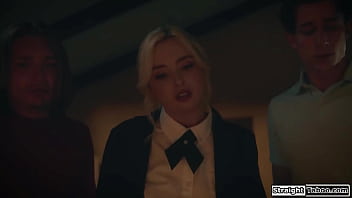 Teen lexi lore got invited by her classmate and his stepbro to have group study only then she finds out that they just want to fuck her both sides