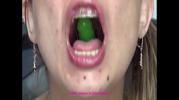 Crazy girl swallowed down dildos