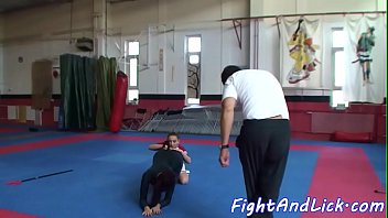 Smalltits babe wrestles in a lesbian action