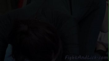 Smalltits babe wrestles in a lesbian action