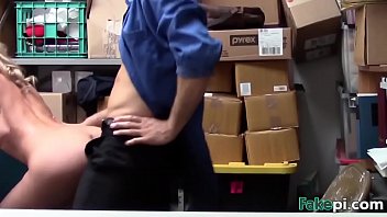 Blonde gets fucked doggystyle on desk