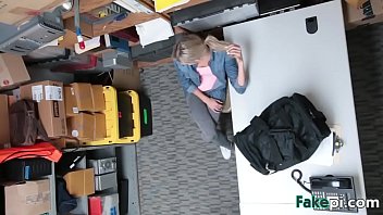 Blonde gets fucked doggystyle on desk