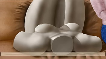 Fondling and getting a footjob from marble a silent statue