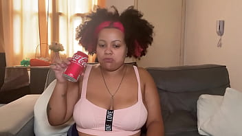 Chubby girl drinking & burping and farting