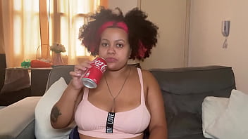 Chubby girl drinking & burping and farting