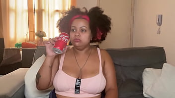 Chubby girl drinking & burping and farting