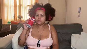 Chubby girl drinking & burping and farting