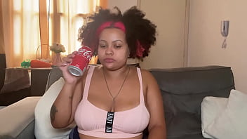 Chubby girl drinking & burping and farting