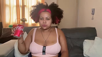 Chubby girl drinking & burping and farting