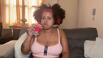 Chubby girl drinking & burping and farting