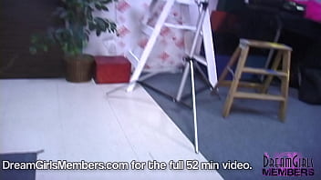 Pierced cutie poses doggy and open legged