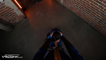 Vr sexy lucy in uniform gives a deep blowjob & takes a huge dick in her ass in fallout video game cosplay parody pt 3