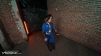 Vr sexy lucy in uniform gives a deep blowjob & takes a huge dick in her ass in fallout video game cosplay parody pt 3