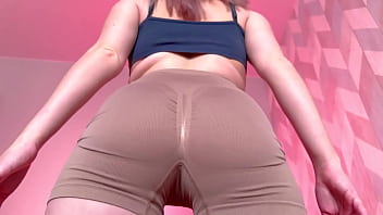 Ass worship — leggings big ass oil close up
