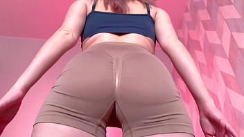 Ass worship — leggings big ass oil close up