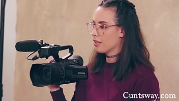 Porn director fucks two lesbians