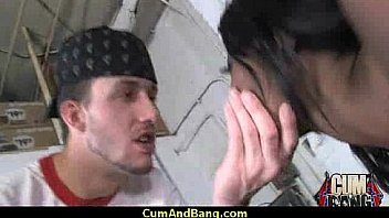 Supr hot ebony chick blows a group of white dicks 10