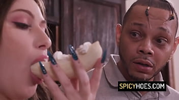 Horny slut with big tits riding big black cock