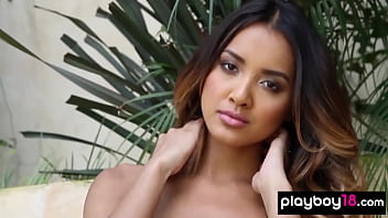 Skinny asian babe introducing her perfect tits and pussy