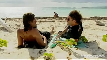 Poppy morgan takes some semen from a couple of sea men