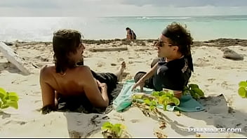 Poppy morgan takes some semen from a couple of sea men