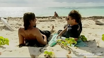 Poppy morgan takes some semen from a couple of sea men