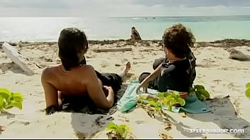 Poppy morgan takes some semen from a couple of sea men