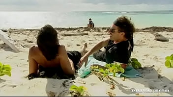 Poppy morgan takes some semen from a couple of sea men