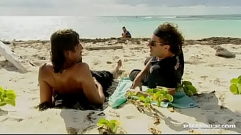 Poppy morgan takes some semen from a couple of sea men