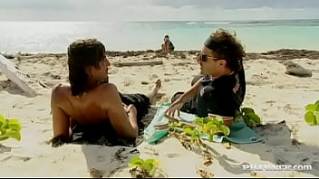 Poppy morgan takes some semen from a couple of sea men