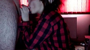 Teen brunette sucking cock on webcam