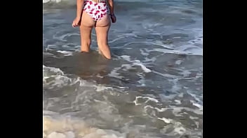 Big white booty teen beach