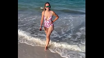 Big white booty teen beach