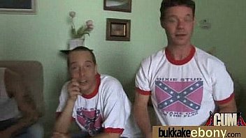 Ebony gets group cumshots 16